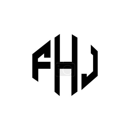 Ilustración de FHJ letter logo design with polygon shape. FHJ polygon and cube shape logo design. FHJ hexagon vector logo template white and black colors. FHJ monogram, business and real estate logo. - Imagen libre de derechos