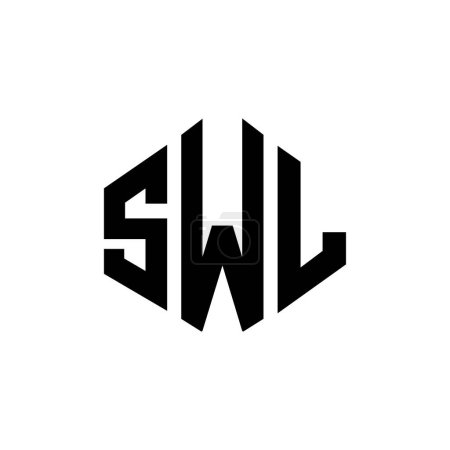 Illustration for SWL letter logo design with polygon shape. SWL polygon and cube shape logo design. SWL hexagon vector logo template white and black colors. SWL monogram, business and real estate logo. - Royalty Free Image