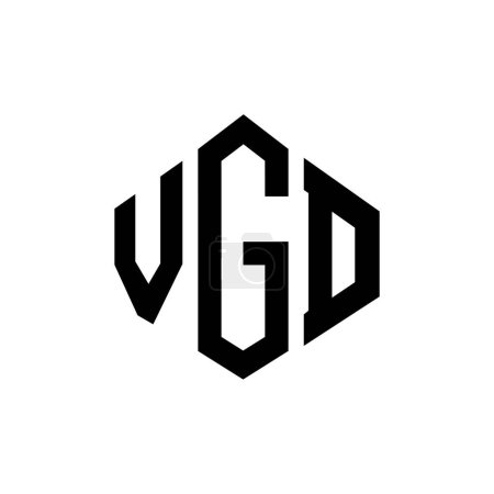 Illustration for VGD letter logo design with polygon shape. VGD polygon and cube shape logo design. VGD hexagon vector logo template white and black colors. VGD monogram, business and real estate logo. - Royalty Free Image