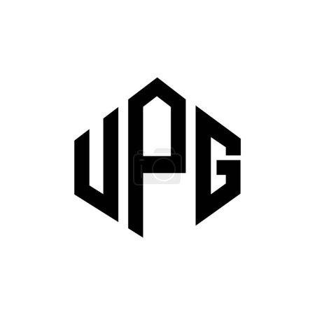 Ilustración de Diseño del logotipo de la letra UPG con forma de polígono. Diseño de logotipo en forma de polígono y cubo UPG. Plantilla de logotipo de vector de hexágono UPG colores blanco y negro. Monograma UPG, logotipo de negocios e inmuebles. - Imagen libre de derechos