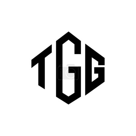 Illustration for TGG letter logo design with polygon shape. TGG polygon and cube shape logo design. TGG hexagon vector logo template white and black colors. TGG monogram, business and real estate logo. - Royalty Free Image