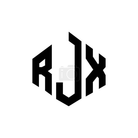 Téléchargez les illustrations : Logo de la lettre RJX avec forme polygonale. Logo polygone et forme cubique RJX. Modèle de logo vectoriel RJX hexagone blanc et noir. Monogramme RJX, logo commercial et immobilier. - en licence libre de droit