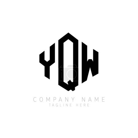 Illustration for YQW letter logo design with polygon shape. YQW polygon and cube shape logo design. YQW hexagon vector logo template white and black colors. YQW monogram, business and real estate logo. - Royalty Free Image