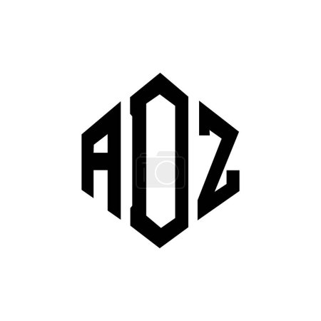 Illustration for ADZ letter logo design with polygon shape. ADZ polygon and cube shape logo design. ADZ hexagon vector logo template white and black colors. ADZ monogram, business and real estate logo. - Royalty Free Image