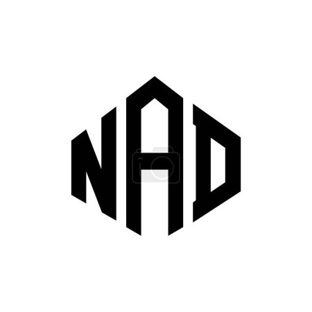Illustration for NAD letter logo design with polygon shape. NAD polygon and cube shape logo design. NAD hexagon vector logo template white and black colors. NAD monogram, business and real estate logo. - Royalty Free Image