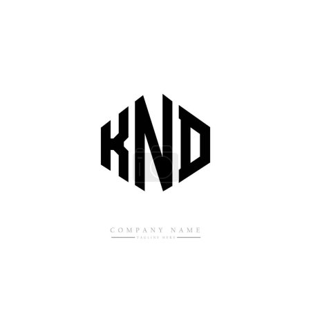 Ilustración de Diseño del logotipo de la letra KND con forma de polígono. Diseño del logotipo en forma de cubo. Plantilla de logotipo de vector hexágono colores blanco y negro. Logotipo del monograma, del negocio y de bienes raíces. - Imagen libre de derechos