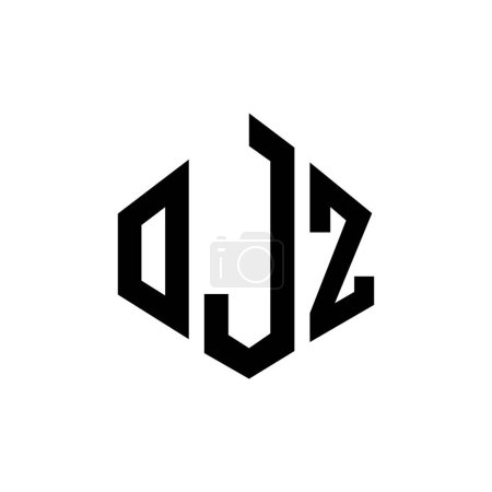 Ilustración de OJZ letter logo design with polygon shape. OJZ polygon and cube shape logo design. OJZ hexagon vector logo template white and black colors. OJZ monogram, business and real estate logo. - Imagen libre de derechos