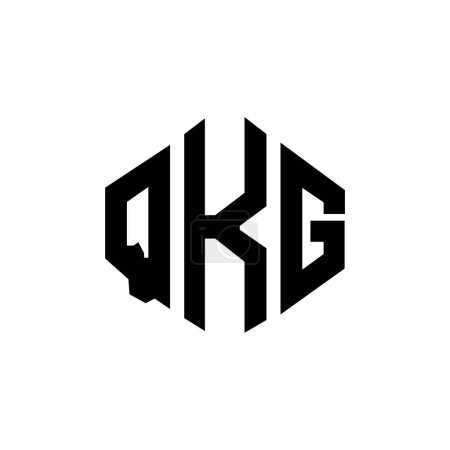 Illustration for QKG letter logo design with polygon shape. QKG polygon and cube shape logo design. QKG hexagon vector logo template white and black colors. QKG monogram, business and real estate logo. - Royalty Free Image