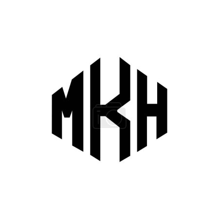 Téléchargez les illustrations : MKH lettre logo design avec forme de polygone. MKH polygone et forme de cube logo design. Modèle de logo vectoriel hexagonal MKH blanc et noir. Monogramme MKH, logo commercial et immobilier. - en licence libre de droit