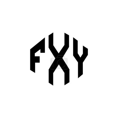 Illustration for FXY letter logo design with polygon shape. FXY polygon and cube shape logo design. FXY hexagon vector logo template white and black colors. FXY monogram, business and real estate logo. - Royalty Free Image