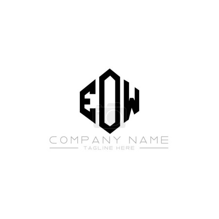 Illustration for EOW letter logo design with polygon shape. EOW polygon and cube shape logo design. EOW hexagon vector logo template white and black colors. EOW monogram, business and real estate logo. - Royalty Free Image