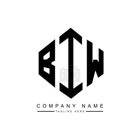 Illustration for BIW letter logo design with polygon shape. BIW polygon and cube shape logo design. BIW hexagon vector logo template white and black colors. BIW monogram, business and real estate logo. - Royalty Free Image