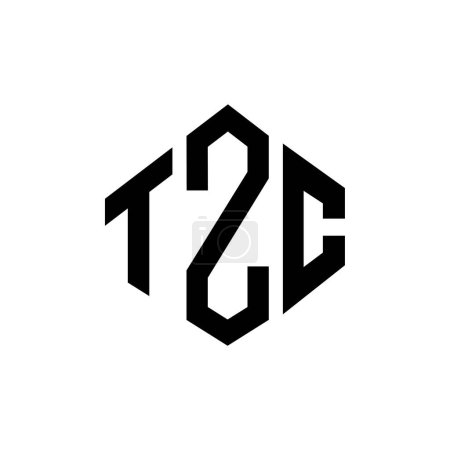 Illustration for TZC letter logo design with polygon shape. TZC polygon and cube shape logo design. TZC hexagon vector logo template white and black colors. TZC monogram, business and real estate logo. - Royalty Free Image