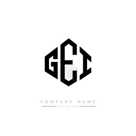 Illustration for GEI letter logo design with polygon shape. Cube shape logo design. Hexagon vector logo template white and black colors. Monogram, business and real estate logo. - Royalty Free Image