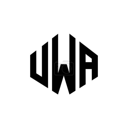 Illustration for UWA letter logo design with polygon shape. UWA polygon and cube shape logo design. UWA hexagon vector logo template white and black colors. UWA monogram, business and real estate logo. - Royalty Free Image