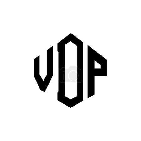 Illustration for VDP letter logo design with polygon shape. VDP polygon and cube shape logo design. VDP hexagon vector logo template white and black colors. VDP monogram, business and real estate logo. - Royalty Free Image