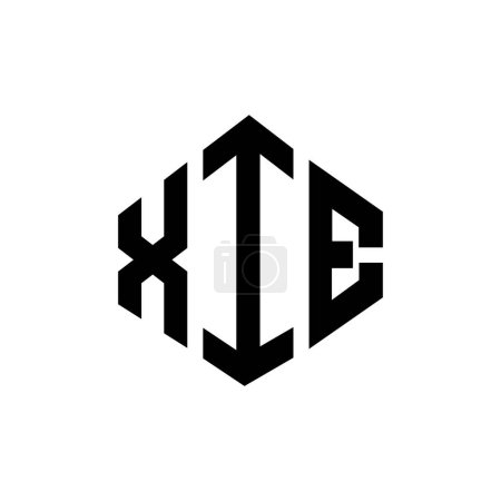 Ilustración de Diseño del logotipo de la letra XIE con forma de polígono. Diseño del logotipo en forma de polígono y cubo XIE. XIE hexágono vector logotipo plantilla blanco y negro colores. Monograma XIE, logotipo de negocios e inmuebles. - Imagen libre de derechos