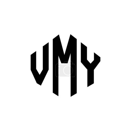 Illustration for VMY letter logo design with polygon shape. VMY polygon and cube shape logo design. VMY hexagon vector logo template white and black colors. VMY monogram, business and real estate logo. - Royalty Free Image