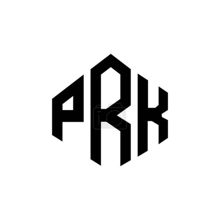 Téléchargez les illustrations : PRK lettre logo design avec forme de polygone. Polygone PRK et conception de logo en forme de cube. Modèle de logo vectoriel hexagonal PRK couleurs blanches et noires. Monogramme PRK, logo commercial et immobilier. - en licence libre de droit