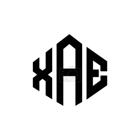 Illustration for XAE letter logo design with polygon shape. XAE polygon and cube shape logo design. XAE hexagon vector logo template white and black colors. XAE monogram, business and real estate logo. - Royalty Free Image