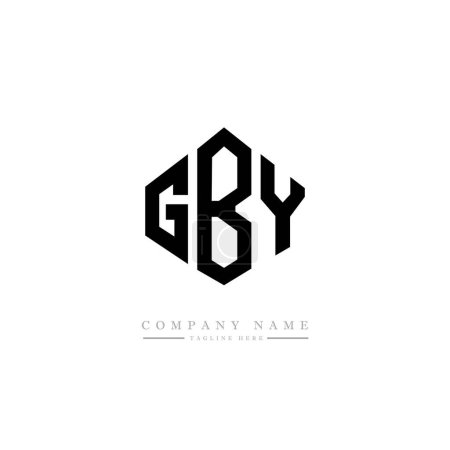 Illustration for GBY  letter logo design with polygon shape. Cube shape logo design. Hexagon vector logo template white and black colors. Monogram, business and real estate logo. - Royalty Free Image
