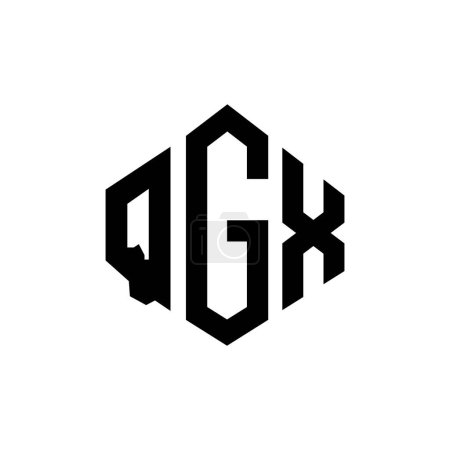 Illustration for QGX letter logo design with polygon shape. QGX polygon and cube shape logo design. QGX hexagon vector logo template white and black colors. QGX monogram, business and real estate logo. - Royalty Free Image