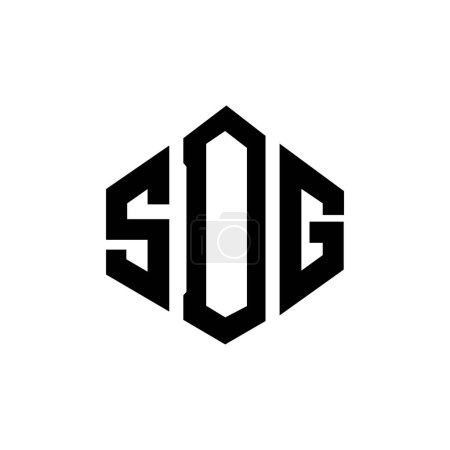 Téléchargez les illustrations : SDG lettre logo design avec forme de polygone. SDG polygone et forme de cube logo design. Modèle de logo vectoriel hexagonal SDG blanc et noir. Monogramme ODD, logo commercial et immobilier. - en licence libre de droit