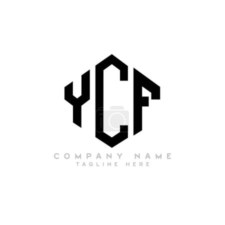 Illustration for YCF letter logo design with polygon shape. YCF polygon and cube shape logo design. YCF hexagon vector logo template white and black colors. YCF monogram, business and real estate logo. - Royalty Free Image