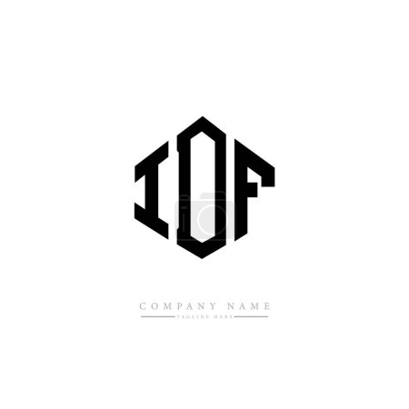 Illustration for IDF letter logo design with polygon shape. Cube shape logo design. Hexagon vector logo template white and black colors. Monogram, business and real estate logo. - Royalty Free Image