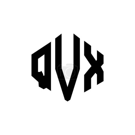 Illustration for QVX letter logo design with polygon shape. QVX polygon and cube shape logo design. QVX hexagon vector logo template white and black colors. QVX monogram, business and real estate logo. - Royalty Free Image