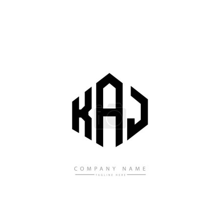 Ilustración de Diseño del logotipo de la letra KAJ con forma de polígono. Diseño del logotipo en forma de cubo. Plantilla de logotipo de vector hexágono colores blanco y negro. Logotipo del monograma, del negocio y de bienes raíces. - Imagen libre de derechos