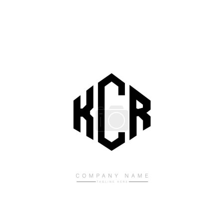 Illustration for KCR letter logo design with polygon shape. Cube shape logo design. Hexagon vector logo template white and black colors. Monogram, business and real estate logo. - Royalty Free Image
