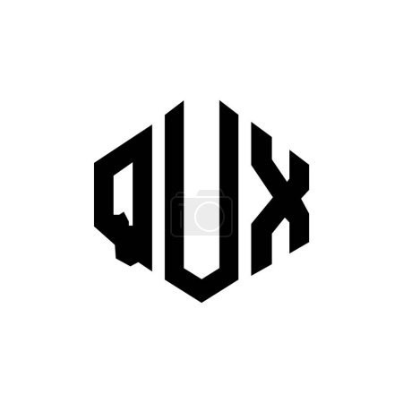 Ilustración de QUX letter logo design with polygon shape. QUX polygon and cube shape logo design. QUX hexagon vector logo template white and black colors. QUX monogram, business and real estate logo. - Imagen libre de derechos