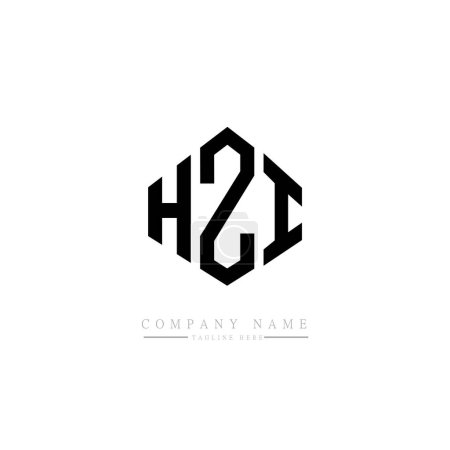 Illustration for HZI letter logo design with polygon shape. HZI polygon and cube shape logo design. HZI hexagon vector logo template white and black colors. HZI monogram, business and real estate logo. - Royalty Free Image