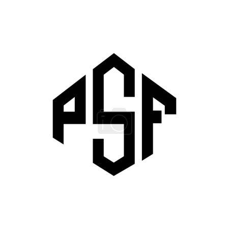 Illustration for PSF letter logo design with polygon shape. PSF polygon and cube shape logo design. PSF hexagon vector logo template white and black colors. PSF monogram, business and real estate logo. - Royalty Free Image