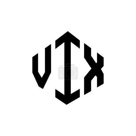 Illustration for VIX letter logo design with polygon shape. VIX polygon and cube shape logo design. VIX hexagon vector logo template white and black colors. VIX monogram, business and real estate logo. - Royalty Free Image