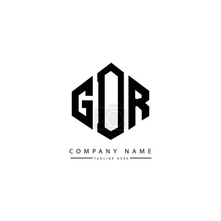 Illustration for GDR letter logo design with polygon shape. Cube shape logo design. Hexagon vector logo template white and black colors. Monogram, business and real estate logo. - Royalty Free Image