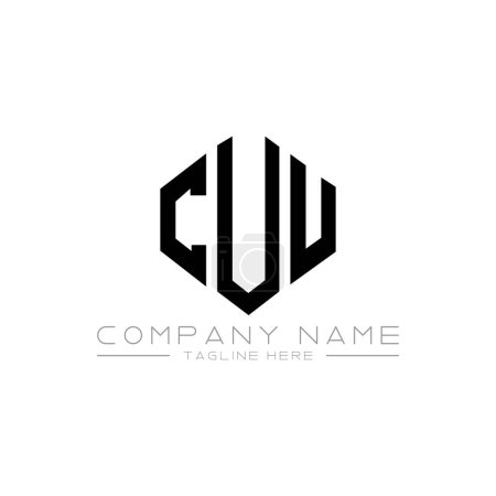 Illustration for CUU letter logo design with polygon shape. CUU polygon and cube shape logo design. CUU hexagon vector logo template white and black colors. CUU monogram, business and real estate logo. - Royalty Free Image