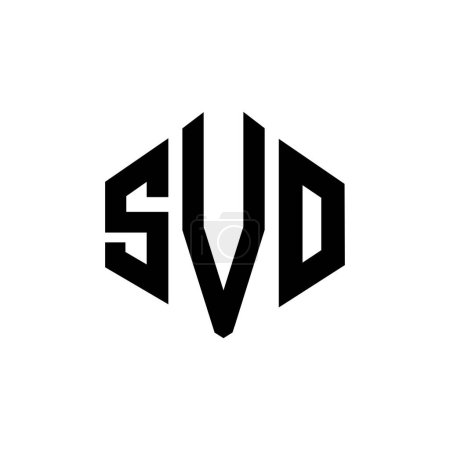Illustration for SVO letter logo design with polygon shape. SVO polygon and cube shape logo design. SVO hexagon vector logo template white and black colors. SVO monogram, business and real estate logo. - Royalty Free Image