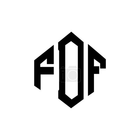 Téléchargez les illustrations : FDF lettre logo design avec forme de polygone. Conception de logo en forme de cube. Modèle de logo vectoriel hexagone couleurs blanches et noires. Logo monogramme, affaires et immobilier. - en licence libre de droit