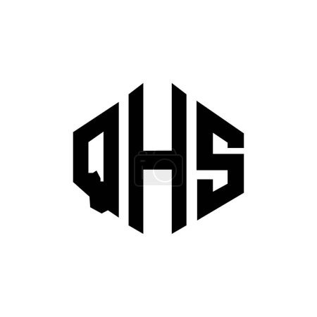 Illustration for QHS letter logo design with polygon shape. QHS polygon and cube shape logo design. QHS hexagon vector logo template white and black colors. QHS monogram, business and real estate logo. - Royalty Free Image