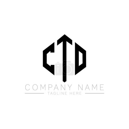 Illustration for CTO letter logo design with polygon shape. CTO polygon and cube shape logo design. CTO hexagon vector logo template white and black colors. CTO monogram, business and real estate logo. - Royalty Free Image