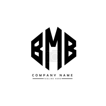 Téléchargez les illustrations : BMB lettre logo design avec forme de polygone. BMB polygone et forme de cube logo design. Modèle de logo vectoriel hexagonal BMB blanc et noir. Monogramme BMB, logo commercial et immobilier. - en licence libre de droit