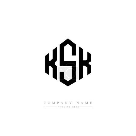 Illustration for KSK letter logo design with polygon shape. Cube shape logo design. Hexagon vector logo template white and black colors. Monogram, business and real estate logo. - Royalty Free Image