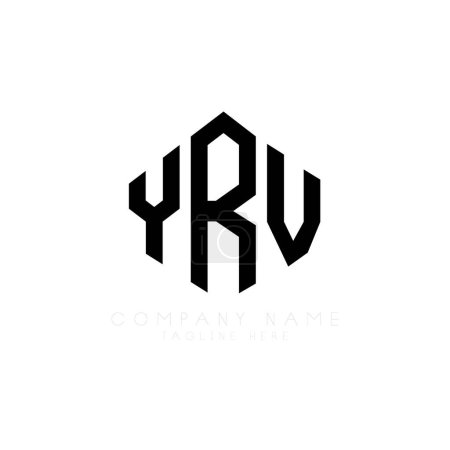 Illustration for YRV letter logo design with polygon shape. YRV polygon and cube shape logo design. YRV hexagon vector logo template white and black colors. YRV monogram, business and real estate logo. - Royalty Free Image