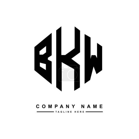 Illustration for BKW letter logo design with polygon shape. BKW polygon and cube shape logo design. BKW hexagon vector logo template white and black colors. BKW monogram, business and real estate logo. - Royalty Free Image