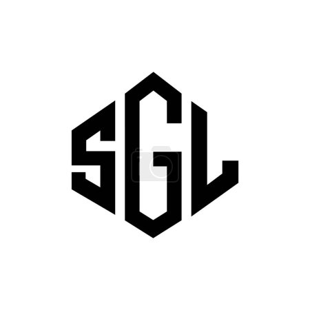 Téléchargez les illustrations : SGL lettre logo design avec forme de polygone. Conception de logo SGL en forme de polygone et cube. Modèle de logo vectoriel SGL hexagone couleurs blanches et noires. Monogramme SGL, logo commercial et immobilier. - en licence libre de droit
