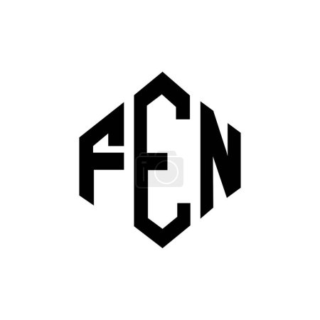 Ilustración de Diseño del logotipo de la letra FEN con forma de polígono. Diseño del logotipo en forma de polígono y cubo FEN. Plantilla de logotipo de hexágono FEN colores blanco y negro. Monograma FEN, logotipo comercial e inmobiliario. - Imagen libre de derechos