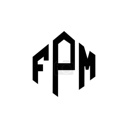 Illustration for FPM letter logo design with polygon shape. FPM polygon and cube shape logo design. FPM hexagon vector logo template white and black colors. FPM monogram, business and real estate logo. - Royalty Free Image