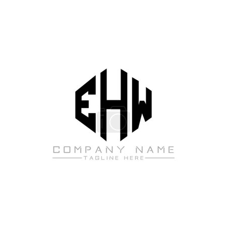 Illustration for EHW letter logo design with polygon shape. EHW polygon and cube shape logo design. EHW hexagon vector logo template white and black colors. EHW monogram, business and real estate logo. - Royalty Free Image